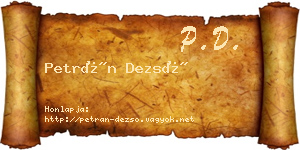 Petrán Dezső névjegykártya
